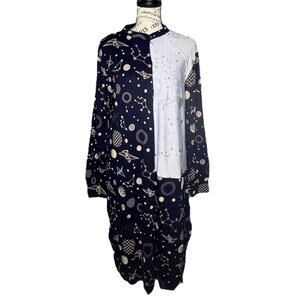 Hale Bob (XS) Celestial Knit Constellation Button Front Pajama Sleep Dress Shirt